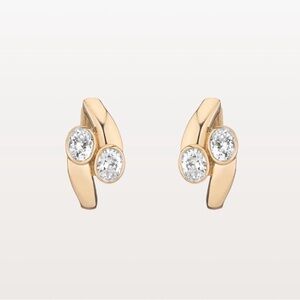 Aurate gold Lab Grown White Sapphire Ellipse Earrings